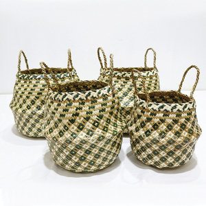 Cesta de Almacenamiento Plegable de Hojas de Palma Ecológica, Tejida con Diseño Chevron, en Tendencia - Product Image 2