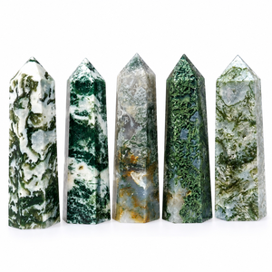 Torre de Cristal de Ágata Musgosa Natural, Obelisco de Piedra Preciosa Pulida, Cristal Curativo, Decoración, Regalo de Meditación, Proveedor Mayorista, Exportación - Product Image 1