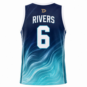 Tidal Basketball Jersey Men's Sleeveless V-Neck Tank Top Sublimated Moisture Wicking 100% Polyester <b>Athletic</b> Fit - Product Image 3