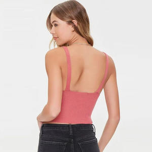 High Quality Fixed Shoulder Straps Sexy Rib Casual Solid Embroidery Spring Women Sweater Knit Crop <b>Top</b> - Product Image 3