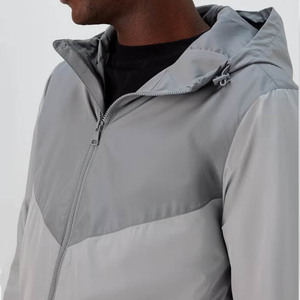 Chaqueta Cortavientos con Capucha para Hombre, Diseño Color Block, Cierre de Cremallera, Estilo Casual, Material Poliéster, para Otoño - Product Image 3
