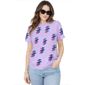 T-shirt blanc à manches courtes pour femme avec sequins colorés, col rond, coupe décontractée, longueur normale, 100 % coton respirant - Product Image 2