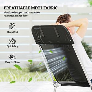 Sdraio Pieghevole Portatile con Schienale Regolabile e Cuscino per Spiaggia, Piscina e Patio - Nero - Product Image 5