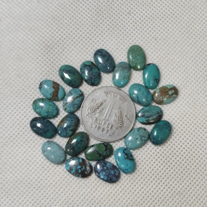 Natural Turquoise Blue Oval Cabochon 8x12mm Loose Gemstone <b>Flat</b> <b>Back</b> Polished Jewelry Making Sample/Mould Making Service India - Product Image 3
