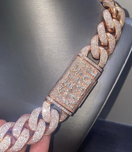 Collar de Cadena de Eslabones de Aleación de Zinc Chapado en Oro Rosa con Colgante de Letra de Circonia Cúbica Hecho a Mano, Joyería Hiphop para Hombre - Product Image 1