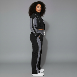 High Quality Streetwear <b>jacket</b> & trouser women's 2 piece set 100% nylon Breathable baggy Fit 2 tone ladies Tracksuit OEM Service - Product Image 4