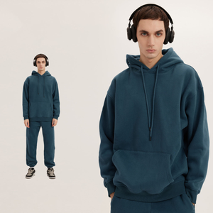Ensemble de survêtement à capuche pour homme, couleur unie, manches longues, vêtements décontractés, respirant, coton mi-lourd, tenue d'automne, coupe régulière - Product Image 2