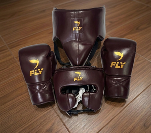 Fly SuperLace Sanda Boxing Set Custom Genuine Cowhide Leather <b>Gloves</b> with Hand Grips Cheek Bar Head Guard Groin Guard Protector - Product Image 1