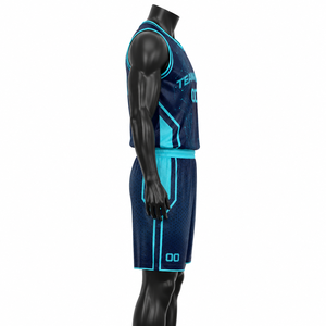 Conjunto de Uniforme de Baloncesto Sublimado Azul Personalizado, Conjunto de Uniforme de Baloncesto para Hombre, Conjunto de Baloncesto de Malla de Poliéster, Ropa Deportiva Personalizada para Equipos - Product Image 6