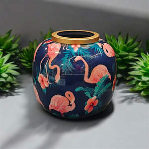 Vase à fleurs en métal au design moderne, finition émaillée, pour le salon, décoration de table, fait à la main, personnalisé - Product Image 3