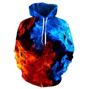 Sweat-shirt à capuche pour homme 100% polyester tricoté, imprimé par sublimation, motif flamme jaune, décontracté, pour l'automne, coupe classique - Product Image 2