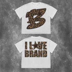 เสื้อยืดคอกลมแขนสั้นสำหรับผู้หญิงเสื้อกีฬาทรงหลวมพิมพ์ลายเสือดาวแฟชั่นยอดนิยม - Product Image 3