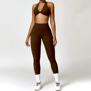 Ensemble de yoga personnalisé pour femme, soutien-gorge de sport et leggings, tenue de sport respirante et extensible pour la gym et le fitness – Vente chaude - Product Image 1