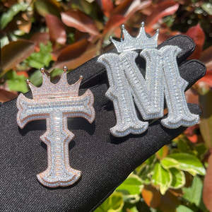 Iced Out Rhodium Plated Moissanite Crown Pendant Themed <b>Charm</b> Unisex Luxury Pendants Everyday Wear - Product Image 2