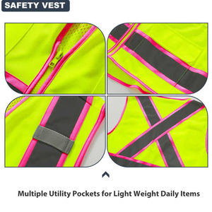 Gilet de travail haute visibilité imperméable en polyester réfléchissant pour la construction, vêtement de sécurité avec logo personnalisé pour la sécurité au travail - Product Image 4