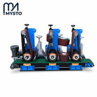 Machine de polissage en acier inoxydable personnalisable à une ou trois stations avec bande abrasive et roue de contact pour pièces métalliques 200 mm