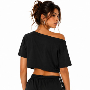 Y2K street Wholesale Luxury Studded Flag Print Oversized Crop Tee Women Custom Streetwear Y2K Fashion <b>Top</b> OEM Women's Shirts USA - Product Image 2
