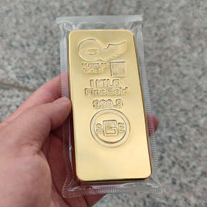 Lingote de Oro Metálico de 1000g, Chapado en Oro, Fundido a Mano, Regalo Empresarial, Recuerdo con Acabado Dorado de Lujo, Precio de Fábrica - Product Image 1