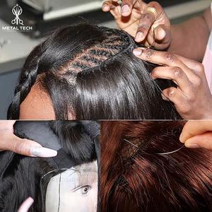 Kit de tissage d'extensions capillaires en gros, bobine de fil en nylon noir avec aiguilles courbées de type C et droites, et outil enfile-fil - Product Image 4