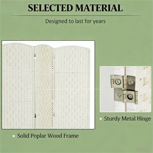 Paravento Pieghevole Bianco a Tre Pannelli, Divisorio per Camera da Letto, Separatore per Ambienti - Product Image 2