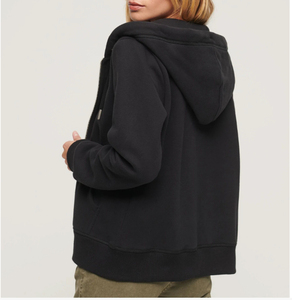 Sweat-shirt à capuche zippé noir pour femme, en molleton, avec poches, style streetwear décontracté personnalisé, vêtements pour femme - Product Image 2