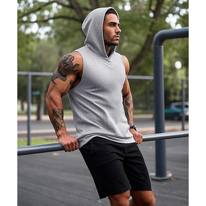 Custom LOGO Sportswear Spring Summer Tank Top Solid Fitness Vest Man Casual Hoodie Tops Sexy Training Sport Wear Vest Men - Product Image 4