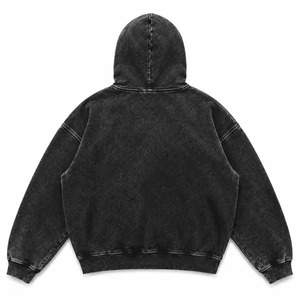 เสื้อฮู้ดวินเทจทรงปกติสำหรับทุกเพศ สไตล์ Y2K กรันจ์ สตรีทแวร์ บุขนแกะ 550 กรัม ผ้าฝ้าย 100% สีดำล้วน โลโก้แมงมุม - Product Image 3
