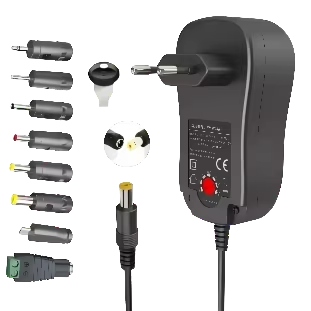Universal AC/DC Power Adapter 3-12V 15W Adjustable DC Power Supply 0.6A Max 6 Tips 1.5m Cable CE RoHS