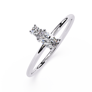 Anillo de Compromiso Solitario con Diamante Ovalado de Platino y Piedras Laterales Naturales, Certificado por GIA, Joyería Clásica para Mujer - Product Image 2