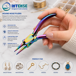 Pince à bijoux à bout rond en titane arc-en-ciel, outil de perlage en acier inoxydable pour boucles de fil, logo personnalisé OEM - Product Image 5