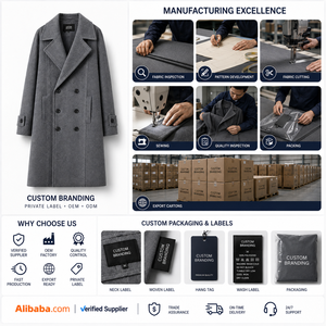 Manteau long croisé sur mesure pour homme, manteau d'hiver haut de gamme, fabricant OEM ODM en gros sous marque privée - Product Image 6