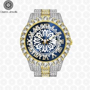 Charm_Jewells Luxury Stainless Steel <b>Watch</b> Round <b>Case</b> Analog Quartz Movement Diamond Encrusted Bracelet 40mm Unisex - Product Image 3
