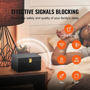 Supporto di blocco del segnale della scatola di Faraday nera per 5 ~ 8 chiavi dell'auto e 2 borse chiave per accessori di sicurezza elettronica automatica - Product Image 3