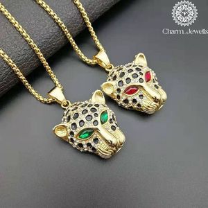 Charm_Jewells Colgante de Cabeza de Pantera Hip Hop de Plata 925 con Ojos de Moissanita Verde, Chapado en Oro, Amuleto de Animal de Lujo Unisex - Product Image 4