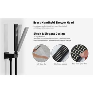 Set Doccia e Rubinetto Nero Opaco NPT con Montaggio a Parete, Sistema Doccia a Cascata per Vasca da Bagno - Product Image 2