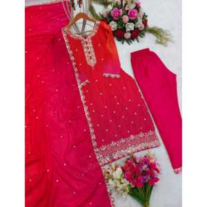 Conjunto de Salwar Kameez de Poliéster de Diseño, Hermoso Conjunto de Pantalón y Dupatta para Fiestas - Product Image 3