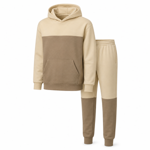 Ensemble de survêtement en molleton de coton color block pour homme, personnalisé, style streetwear, deux pièces, marque privée, vente en gros - Product Image 4