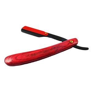 Best Selling Barber Razors Professional Straight Shavette Solid Red Wooden Handle <b>Swing</b> Lock Shaving Razor Barbershop Grooming - Product Image 1