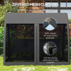 Dondolo da Esterno a 3 Posti Convertibile in Letto con Struttura in Acciaio, Tettuccio Grigio e Rete per Giardino e Patio - Product Image 5