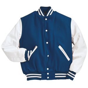 OEM Wool Body Leather Sleeves Stand Collar <b>Waterproof</b> Breathable Black & White Varsity <b>Jacket</b> - Product Image 4