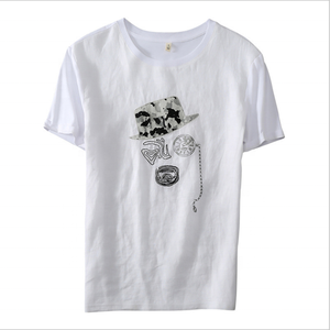 T-shirt pour homme en coton biologique écologique, coupe ajustée, poids lourd, personnalisé, lavé, vintage, court, séchage rapide, respirant, tricoté sur le devant - Product Image 4