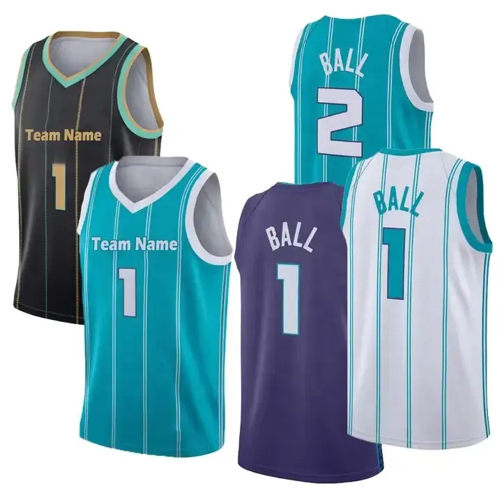 1 LaMelo Ball 2 Larry Johnson 33 Alonzo Mourning Camiseta deportiva bordada de alta calidad Camiseta deportiva de baloncesto para hombre cosida