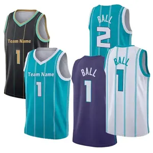1 LaMelo Ball 2 Larry Johnson 33 Alonzo Mourning顶级刺绣运动衬衫缝制男子运动篮球球衣