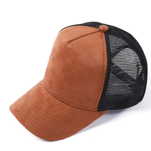 Manufacturers Wholesale OEM Custom Suede Trucker <b>Hat</b> Logo Embroidery Puff 5 Panel Blank Trucker Cap - Product Image 5