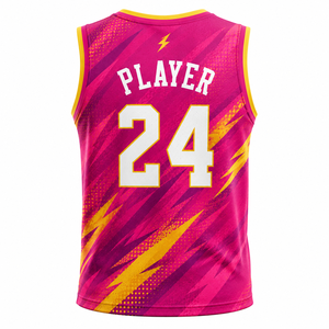 Maillot de basket-ball Lightning 24, débardeur sublimé à col en V, évacuant l'humidité, coupe athlétique unisexe pour adulte - Product Image 2