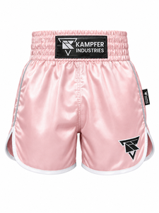 Nouveau short de boxe 2026 en satin rose à séchage rapide, unisexe, pour adultes, vêtement d'arts martiaux avec logo avant et taille élastique - Product Image 1