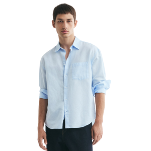 Chemise tissée à manches longues pour hommes, décontractée, boutonnée, avec poche, coupe décontractée, logo personnalisé, OEM ODM - Product Image 2