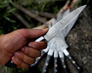 Handcrafted Damascus Steel Chef <b>Knife</b> <b>Set</b> with G10 Handles Silver Finish-Bulk Supply for Restaurants & Distributors - Product Image 2
