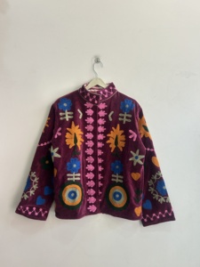 Velvet Suzani Jacket With Indian Embroidered <b>Art</b> Work Boho Women Jacket - Product Image 1