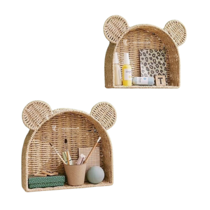 Woven Wall <b>Shelf</b>, Paper Straw Bear Shaped Hanging <b>Shelf</b>, Nursery <b>Organizer</b> for Books, Toys & Decor - Product Image 5